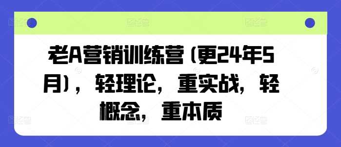 老A营销训练营(更25年1月)，轻理论，重实战，轻概念，重本质-云库资源