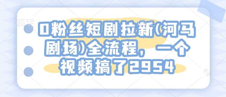 0粉丝短剧拉新(河马剧场)全流程，一个视频搞了2954-云库资源