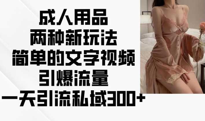 成人用品两种新玩法，简单的文字视频引爆流量，一天引流私域300+-云库资源