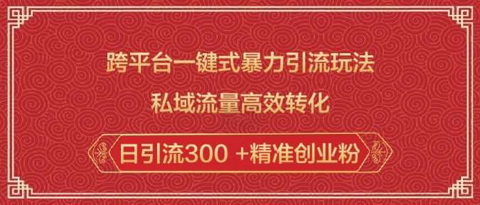 跨平台一键式暴力引流玩法，私域流量高效转化日引流300 +精准创业粉-云库资源