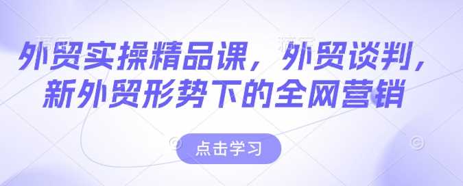 外贸实操精品课，外贸谈判，新外贸形势下的全网营销-云库资源