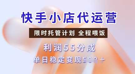 快手小店代运营，限时托管计划，收益55分，单日稳定变现多张【揭秘】-云库资源