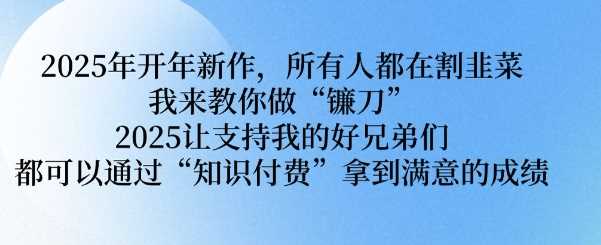 2025年开年新作，所有人都在割韭菜，我来教你做“镰刀” 2025让支持我的好兄弟们都可以通过“知识付费”拿到满意的成绩【揭秘】-云库资源
