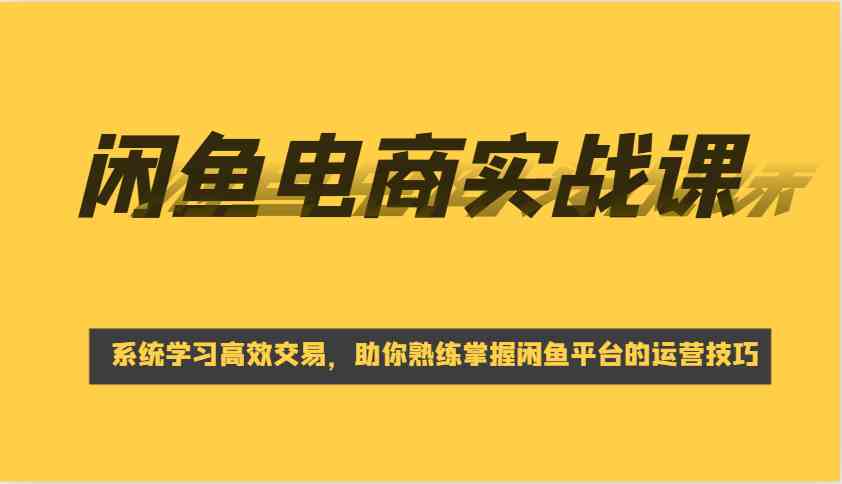 闲鱼电商实战课，系统学习高效交易，助你熟练掌握闲鱼平台的运营技巧-云库资源