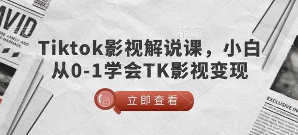TikTok影视解说课，小白从0-1学会TK影视变现-云库资源