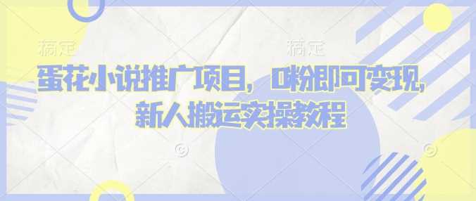 蛋花小说推文项目，0粉即可变现，新人搬运实操教程-云库资源