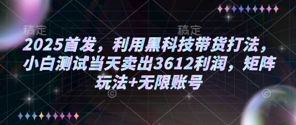2025首发，利用黑科技带货打法，小白测试当天卖出3612利润，矩阵玩法+无限账号【揭秘】-云库资源