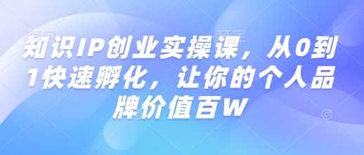 知识IP创业实操课，从0到1快速孵化，让你的个人品牌价值百W-云库资源