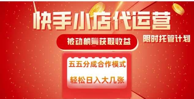 快手小店代运营，被动躺Z收益，收益五五分，单日稳定变现五张【揭秘】-云库资源