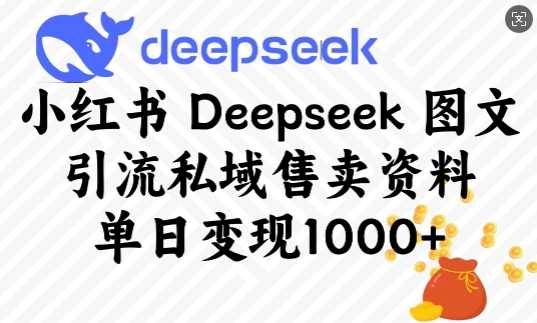小红书Deepseek图文引流私域售卖资料，单日变现多张-云库资源