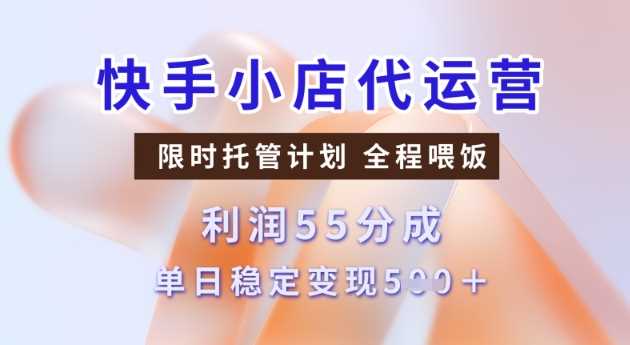快手小店代运营3.0，模式新升级，收益55分，稳定单日5张【揭秘】-云库资源