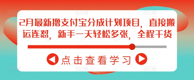 2月最新撸支付宝分成计划项目，直接搬运连怼，新手一天轻松多张，全程干货-云库资源