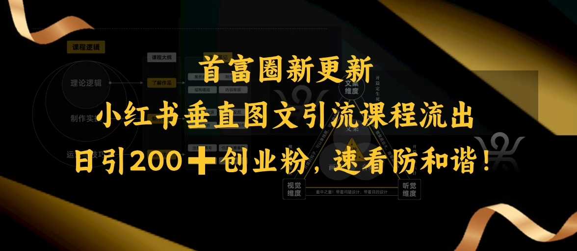 小红书垂直图文引流课程流出，日引200+创业粉，速看防和谐-云库资源
