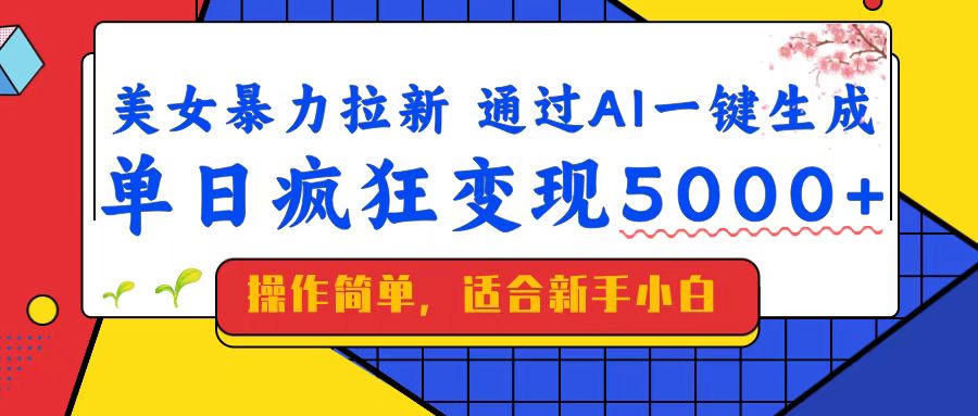 （14347期）美女暴力拉新，通过AI一键生成，单日疯狂变现5000+，纯小白一学就会！-云库资源