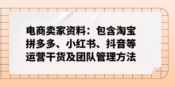 （14354期）电商卖家资料：包含淘宝、拼多多、小红书、抖音等运营干货及团队管理方法-云库资源