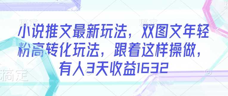 小说推文最新玩法，双图文年轻粉高转化玩法，跟着这样操做，有人3天收益1632-云库资源