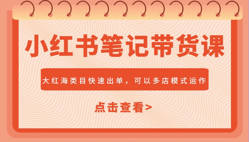 小红书笔记带货课，大红海类目快速出单，市场大，可以多店模式运作-云库资源