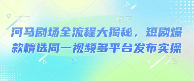 河马剧场全流程大揭秘，短剧爆款精选同一视频多平台发布实操-云库资源