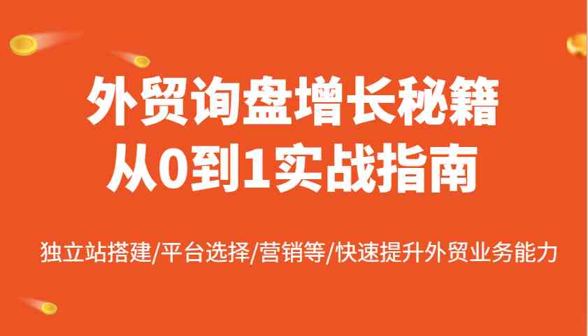 外贸询盘增长秘籍从0到1实战指南，独立站搭建/平台选择/营销等/快速提升外贸业务能力-云库资源