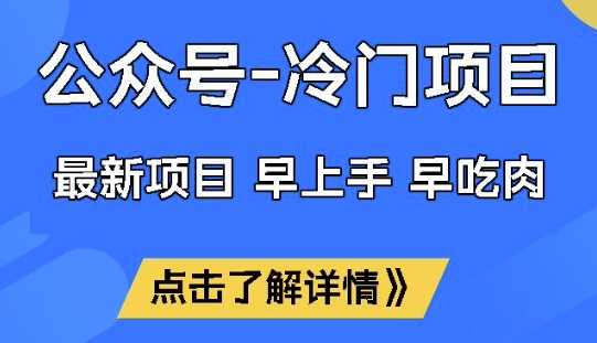 公众号冷门赛道，早上手早吃肉，单月轻松稳定变现1W【揭秘】-云库资源