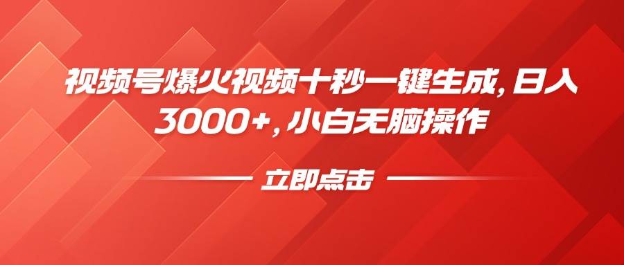 （14415期）视频号爆火视频十秒一键生成，日入3000+，小白无脑操作-云库资源