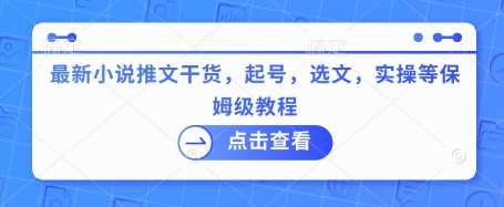 最新小说推文干货，起号，选文，实操等保姆级教程-云库资源