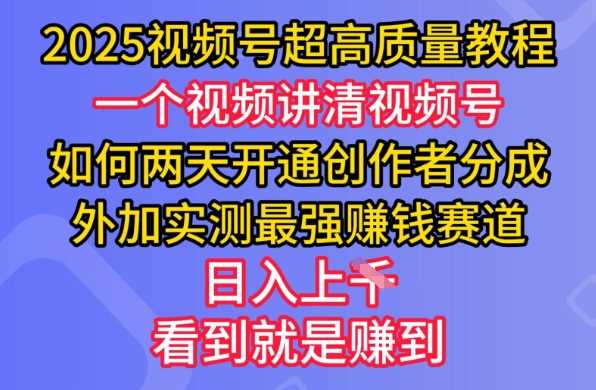 2025视频号超高质量教程，两天开通创作者分成，外加实测最强挣钱赛道，日入多张-云库资源