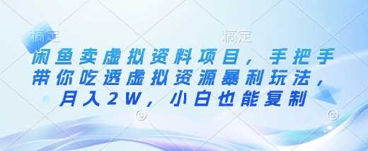 闲鱼卖虚拟资料项目，手把手带你吃透虚拟资源暴利玩法，月入2W，小白也能复制-云库资源