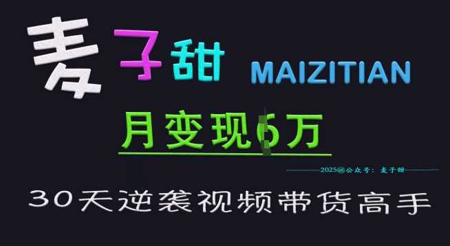 麦子甜30天逆袭视频带货高手，单月变现6W加特训营-云库资源
