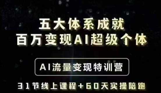 五大体系成就百万变现AI超级个体- AI流量变现特训营，一步一步教你一个人怎么年入百W-云库资源