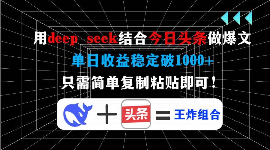 （14483期）用deep seek结合今日头条做爆文，单日收益稳定破1000+，只需简单复制粘…-云库资源