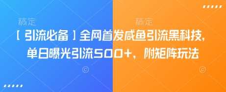 【引流必备】全网首发咸鱼引流黑科技，单日曝光引流500+，附矩阵玩法【揭秘】-云库资源