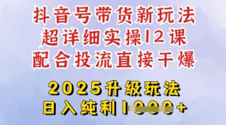 2025全新升级抖音带货玩法，一天纯利四位数，从剪辑到选品再到发布投流，超详细玩法揭秘-云库资源