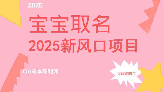 （14593期）2025新风口项目宝宝取名，0成本高利润，附保姆级教程，月入过万不是梦-云库资源