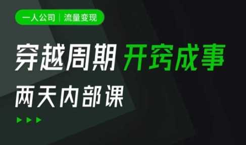 一人公司：流量变现课，一人公司的方法模型拆解， 拆解富人思维，流量思维，小老板思维等-云库资源