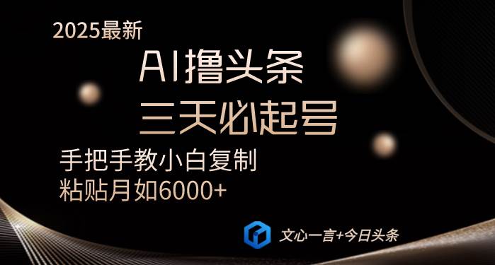 （14102期）AI撸头条三天必起号手把手教小白复制粘贴月入6000+教程-云库资源