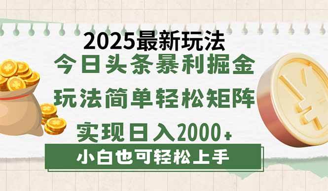 （14120期）今日头条2025最新玩法，思路简单，复制粘贴，轻松实现矩阵日入2000+-云库资源