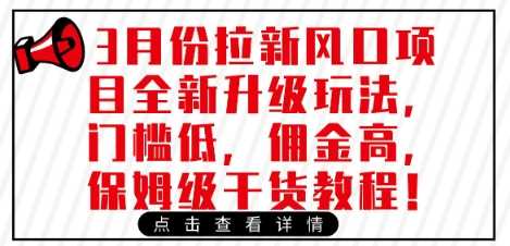 3月份拉新风口项目全新升级玩法，门槛低，佣金高，保姆级干货教程-云库资源