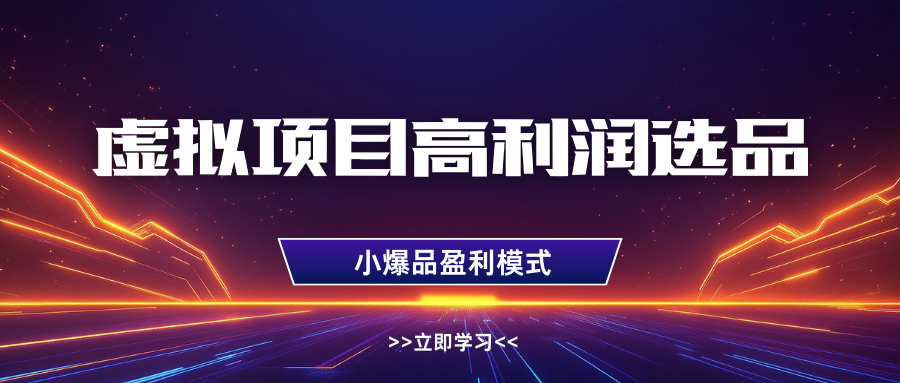 虚拟项目高利润选品方法，单店利润1W+，可多店倍增利润-云库资源