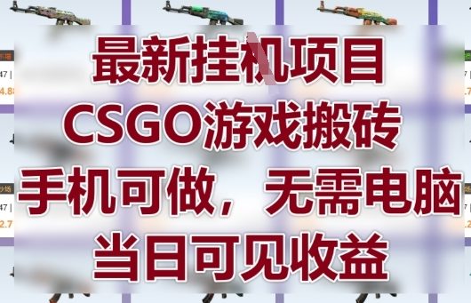 最新挂G项目，CSGO游戏搬砖，手机可做，无需电脑，当日见收益【揭秘】-云库资源