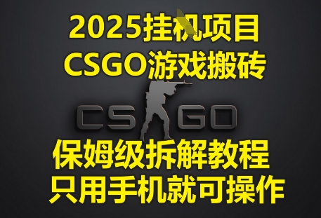 2025挂G项目，CSGO游戏搬砖，保姆级拆解教程，只用手机就可操作【揭秘】-云库资源