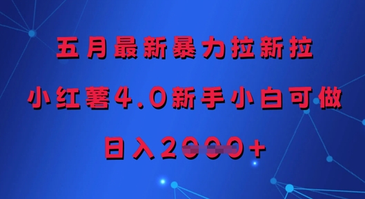 五月最新暴力拉新拉，小红薯4.0新手小白可做，日入多张-云库资源