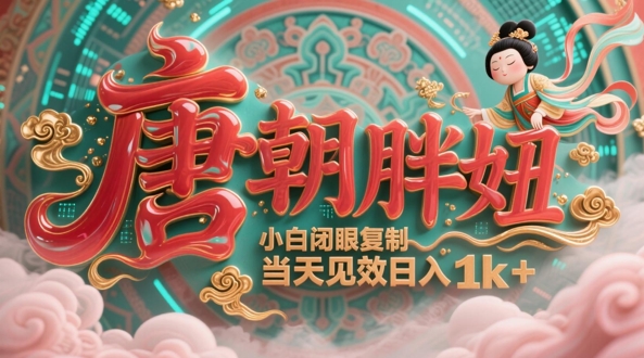 用AI克隆“唐朝胖妞”日更3条，平台疯狂推流，小白闭眼复制，当天见效，日入1k+-云库资源
