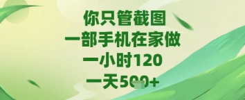 你只管截图，一部手机在家做，苹果安卓都可以，一天5张+【揭秘】-云库资源