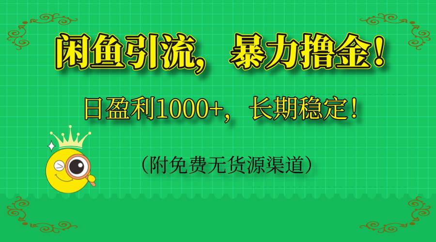（14647期）闲鱼引流，暴力撸金，日盈利1000+，长期稳定！（附免费无货源渠道）-云库资源