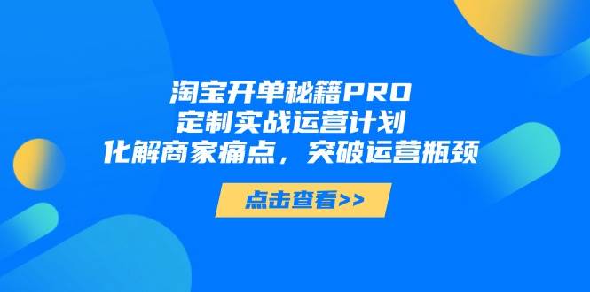 （14642期）淘宝开单秘籍PRO，定制实战运营计划，化解商家痛点，突破运营瓶颈-云库资源