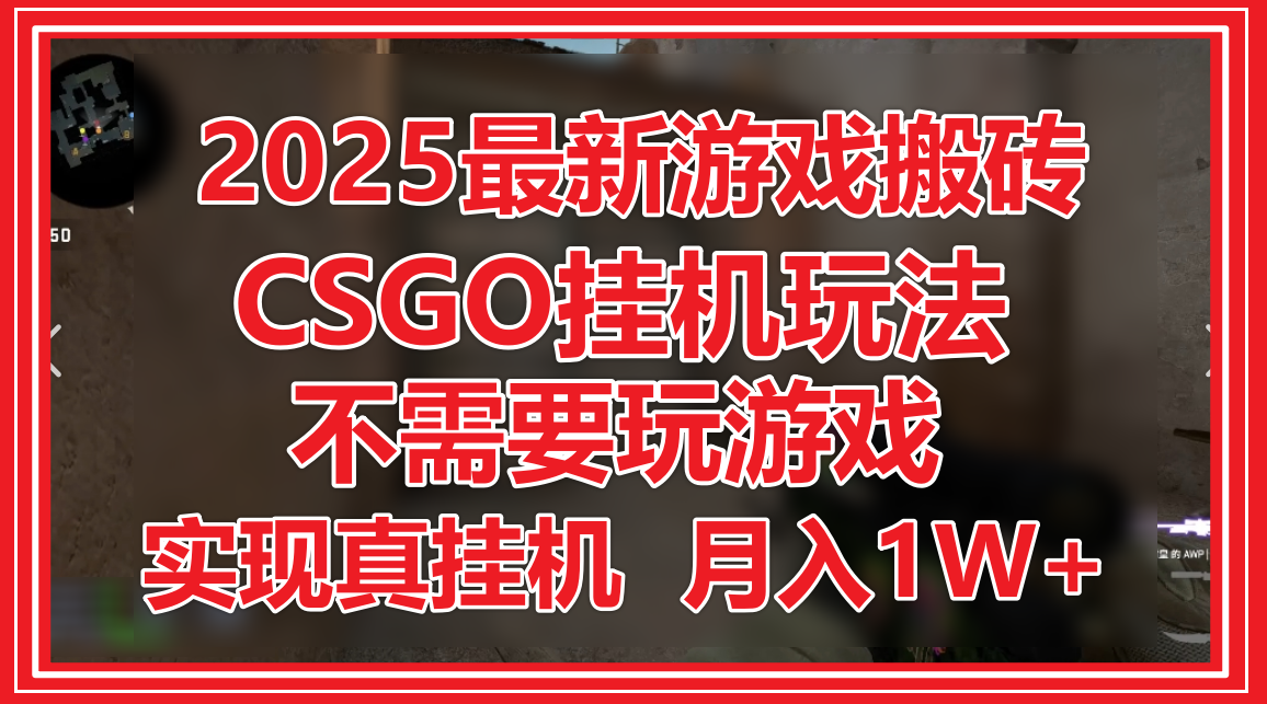 2025最新游戏搬砖，CSGO挂机，不需要玩游戏，实现真挂机，月入1W+-云库资源