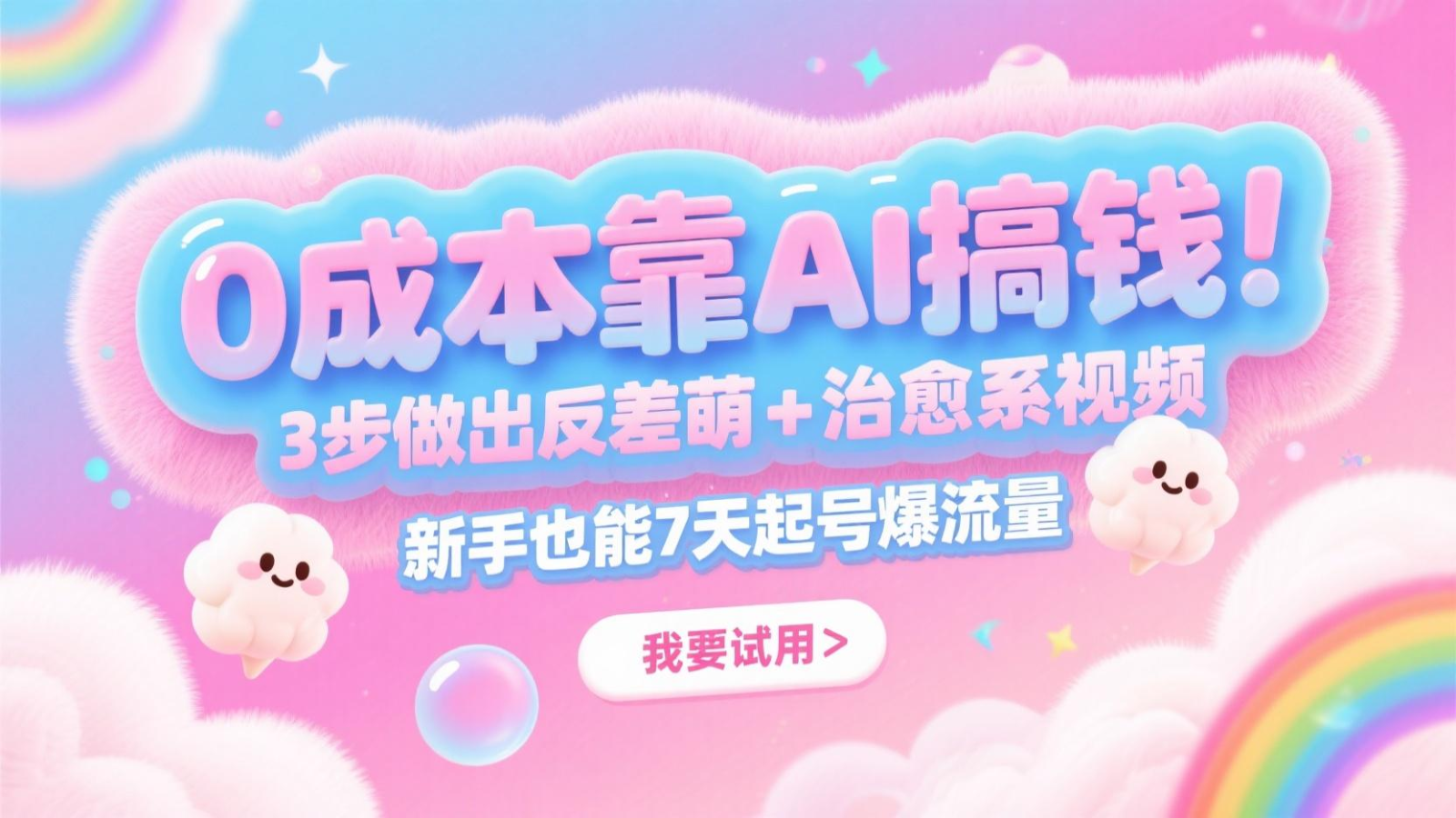 0成本靠AI搞钱！3步做出反差萌+治愈系视频，新手也能7天起号爆流量，月入5位数-云库资源