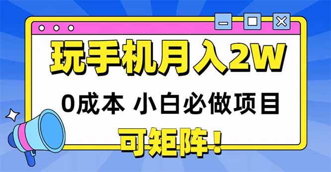 （14879期）玩玩手机月入20000+，0成本小白必做项目，可矩阵-云库资源