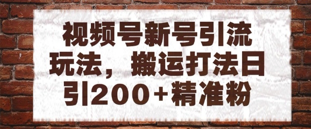 视频号新号引流玩法，搬运打法日引200+精准粉，可矩阵放大【揭秘】-云库资源